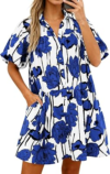 PRETTYGARDEN Puff Sleeve Mini Shirt Dress