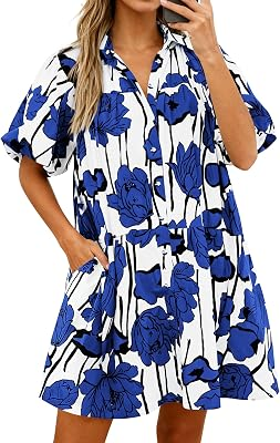 PRETTYGARDEN Puff Sleeve Mini Shirt Dress