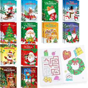 BenLouis 60 Pcs Christmas Mini Coloring Books Kids Xmas Party Favors Small Activity Books Bulk for Kids Student Holiday Goodie Bags Stuffers Return Gifts Classroom Travel
