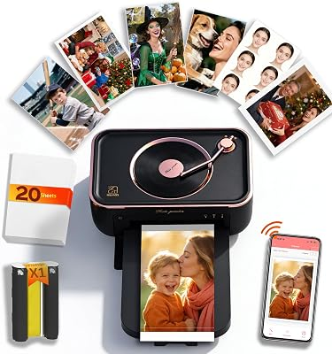 PRT 4x6 Photo Printer, Thermal Dye Sublimation WiFi Picture Printer for Phone, Portable Phone Printer with AR Video & 20 Sheets 1 Cartridge, Instant Printing for Home Use, CP6000 Black