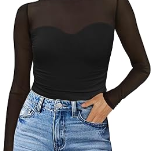 WIHOLL Womens Mesh Shirts