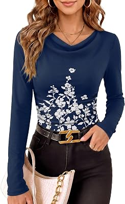 WIHOLL Cowl Neck Tops