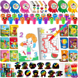 BenLouis 96 Pcs Graduation Party Favors for Kids Preschool Kindergarten Classroom Gifts Prize Coloring Books Set Bulk for Students Congrats Grad Goodie Bags Stuffers（Graduation Hat）