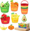 Velenyth Baby Sensory Toys 6-12 Months, 16PCS My First Fruit Vegetable Play Food, Crinkle Rattle Color Sorting Learning Toy, Fine Motor Skills Toy, Montessori Toys for 1 Year Old, Gift for Boys Girls