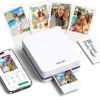 Nelko Photo Printer, 2×3 Portable Wireless Smartphone Printer, PP01 Mini Color Instant Inkjet Printer, Sticky-Back Photos, Bluetooth Compatible with iOS & Android, App Editing, White