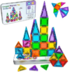 Mini Magnetic Tiles Set，40 Piece Travel Magnetic Toys for Toddlers | Travel Essentials，Toddler Plane，Road Trip And Restaurant Activities Toy for kids ages 4-8，Compact With Case