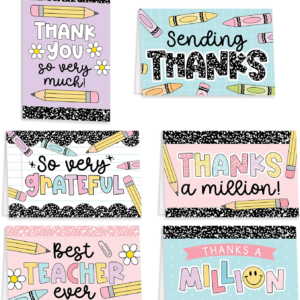 Hadley Designs 24 Teacher Thank You Cards with Envelopes – 6 x 4 Teacher Appreciation Cards Bulk, End of School Year, Graduation 2026, Teachers Appreciation Week, Thank You Teachers Card from Student