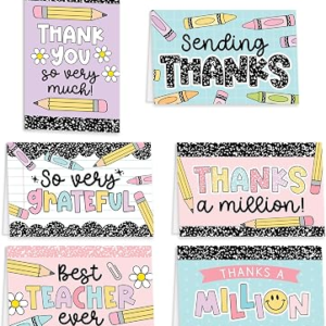Hadley Designs 24 Teacher Thank You Cards with Envelopes – 6 x 4 Teacher Appreciation Cards Bulk, End of School Year, Graduation 2026, Teachers Appreciation Week, Thank You Teachers Card from Student