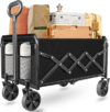 Wagons Carts Foldable, Collapsible Wagon with Wheels — Durable Folding Utility Pull Wagon Cart for Groceries, Picnic & Pets, Park Trips & Small Hauls, 280 lbs Heavy Duty Capacity,Graphite Black