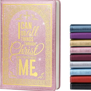 LBWCER Philippians 4:13 Journal for Women,Notebooks for Work,200 Pages, A5 Hardcover Leather Journals for Writing,School,Travel,Business,Work,Home (I CAN DO 4:13 Pink)