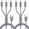 HaoKanDe Multi Charging Cable 6ft 2Pack, 3 in 1 USB Charging Cable for Multiple Devices, MFi Certified Lightning Type C Micro USB Braided Universal Phone Charger Cord for iPhone Android Tablet