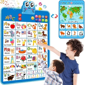 Educational Alphabet Wall Chart: Learning Poster with Music ABCs 123s Talking Games – Interactive Activity Toy Birthday Gift for Toddlers Preschool Kids Ages 3 4 5 Years Old Classr
