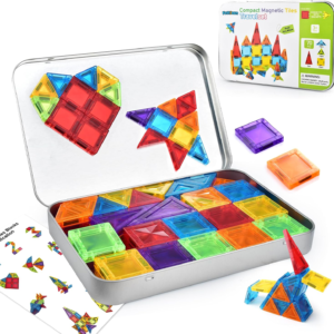 Mini Magnetic Tiles 70PCS – Travel Building Blocks Set for Kids, Portable STEM Toy with Storage Bag, Strong Magnets for Home, Car & Classroom Play