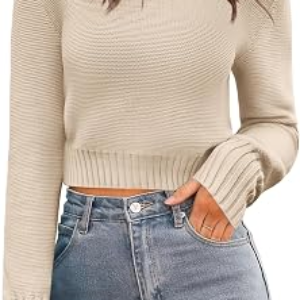 ZEAGOO Womens Fall Crewneck Cropped Sweaters