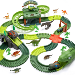 EagleStone 266 PCS Dinosaur Track Toys with Double-Level Parking Garage