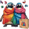 LEOGOR Wooden Puzzles for Adults, Extra-Thick 5 mm Wood Unique Penguin Puzzle 200 Pieces (12.8 × 11.4 in), Winter Mosaic Jigsaw with Odd Shaped Pieces, Colorful and Relaxing Gift for Adults and Teens