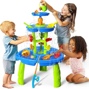 CozyBomB™ Water Table for Toddlers 3-5 | Outdoor Toys Water Play Table, Magnetic Fishing Toy Game, Summer Splash Pond Showers Sand Activity, Sensory Party Birthday Gift Kids Ages 4-8 9-12
