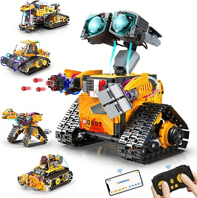 Yerloa 673PCS Robot Toys 5 in 1 Robotics Building Set for Kids Age 8-12, App & Remote Control STEM Toys with LED Lights, Science Kit Birthday Gift for Boys Girls 6 7 8 9 10 11 12 13 14 Year Old