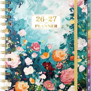 2026-2027 Planner – July 2026 – June 2027, Weekly Monthly Planner 2026-2027 with Colorful Tabs, 6.3″ x 8.4″, Floral, Twin-Wire Binding