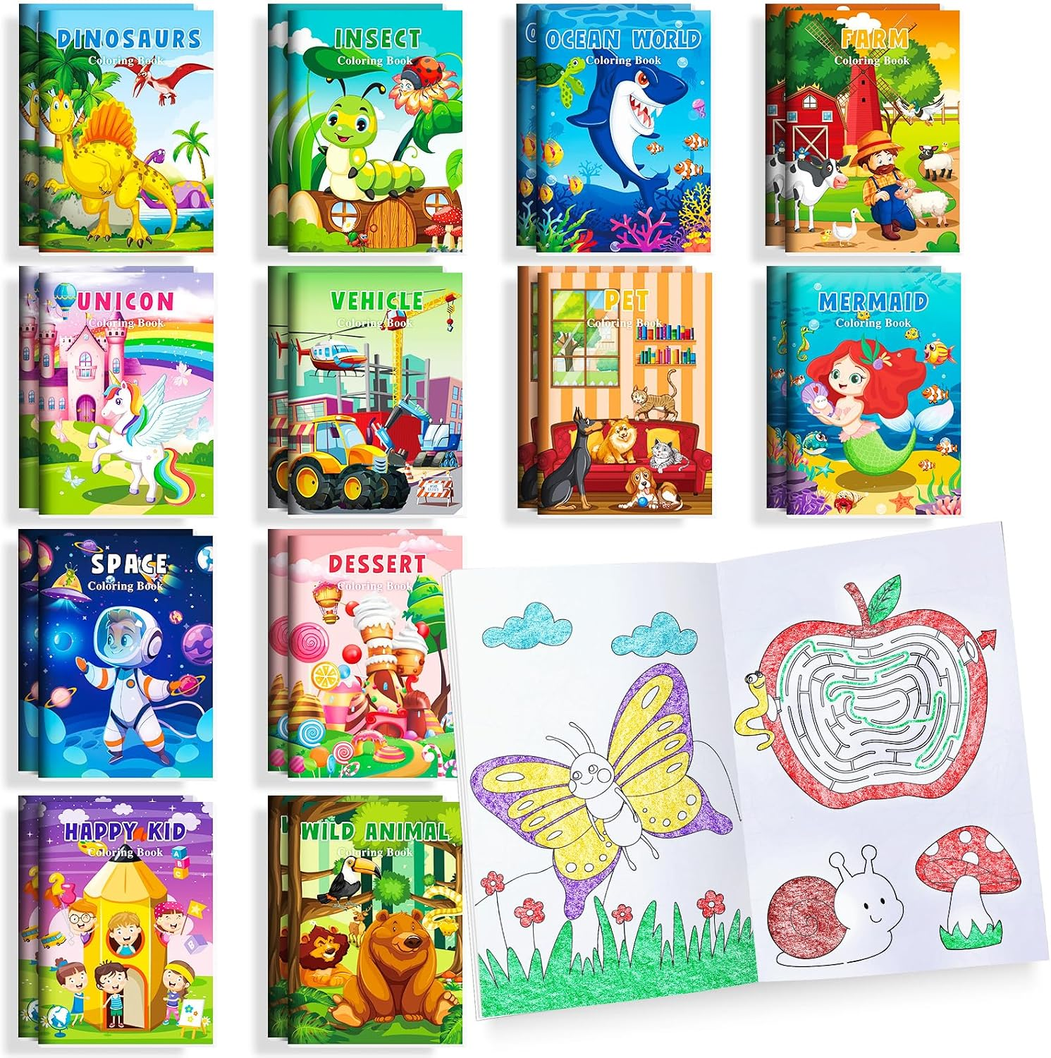 BenLouis Coloring Books Party Favors Bulk Mini Coloring Books for Kids Ages 4-8-12 Small Activity Books For Birthday Party Gifts Goodie Bags Stuffers Classroom Travel Activity(12pcs Colorful)