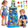 Novaluki Toddler Sand Water Table Waterfall Wall Playset, Kids Activity Sensory Table with Beach Fun Sand Toy, Summer Outdoor Toys Sand Water Play Table for Toddler Ages 2 3 4 5 6 7 8