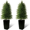 MAVIS’S DIARY 4Ft Tall 2 Pack Artificial Cedar Topiary Trees