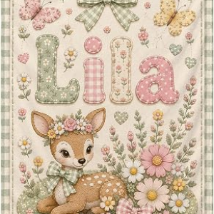 Personalized Baby Blanket with Name, Custom Baby Blankets, Gift for Boy Girl, Ship Next Day, Customized Name, Baby Essentials, Deer Design