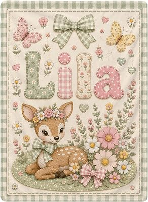 Personalized Baby Blanket with Name, Custom Baby Blankets, Gift for Boy Girl, Ship Next Day, Customized Name, Baby Essentials, Deer Design