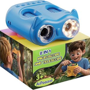1000X Digital Microscope for Kid Handheld: 2-in-1 Telescope Portable STEM Toy – Birthday Gift for Boy Girl – Science Kits 10X Magnifying Glass for Age 3-8 8-12 USB Gadget Blue