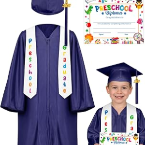 QZYL Preschool Graduation Gown Cap Set