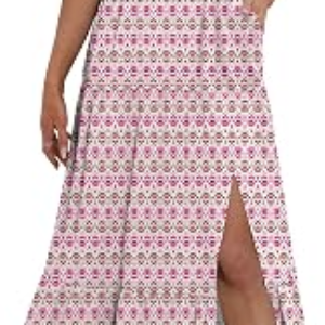 ANRABESS Women Summer Casual Floral Printed Square Neck Sleeveless Straps Elastic Waist Slit Beach Vacation Maxi Dress