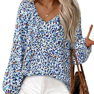 ZENLONR V Neck Satin Silk Printed Shirts