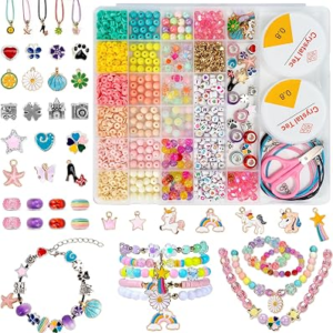 Accevo Unicorn Gifts for Girls, Bracelet Making Kit, 1370PCS Charm Jewelry Making Kit, Gifts for Teenage Girls Toys Age 5 6 7 8 9 10, DIY Arts and Crafts for Kids, Girl Birthday Christmas Presents