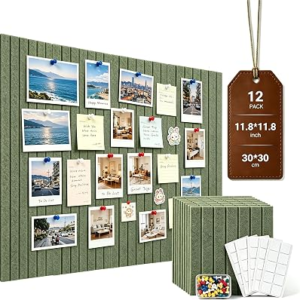 48″ *36″ Large Felt Bulletin Boards,12pack Cork Boards for Wall Decor, Classroom Office Home & Dorm Room Essentials, 60 Adhesive Tabs & 50 Pushpins (Light Green)