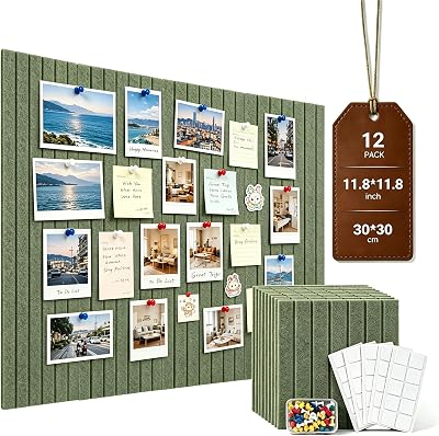 48" *36" Large Felt Bulletin Boards,12pack Cork Boards for Wall Decor, Classroom Office Home & Dorm Room Essentials, 60 Adhesive Tabs & 50 Pushpins (Light Green)