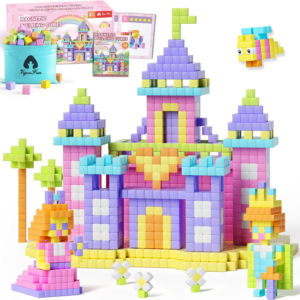 65 PCS Magnetic Blocks Set, 1″ Magnet Building Blocks with Toy Eyes and Storage Bag for Kids Gifts, STEM Educational Preschool Sensory Toys for Toddlers Boys Girls Ages 3 4 5 6 7 8 + (Macaron Color)