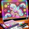 LED Drawing Board for Girls, Kids, 9.8″x7.9″ 7 Colors DIY Doodle Glow Note Board with 7 Pens, 10 Tracing Sheets – Unicorn Toys Gifts, Brithday Gift for Girl 4 5 6 7 8 9 Year Old, Light Up Pad Art Kit
