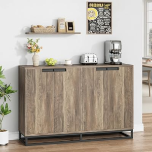 Garvee 55″ Sideboard Buffet Cabinet with Storage, Storage Cabinet with Sliding Door & Adjustable Shelf, Modern Accent Coffee Bar Cabinet Console Table for Kitchen, Entryway