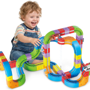 Innovakids Electric Train Sets Racer Track, 121 PCS DIY Cubes Anti-Gravity Klick Rail 3D Infinity Track, STEM Traffic Blocks Trainset Gifts Toys for 3+ Years Old Kids(2 Trains + 67 Tracks + 52 Others)