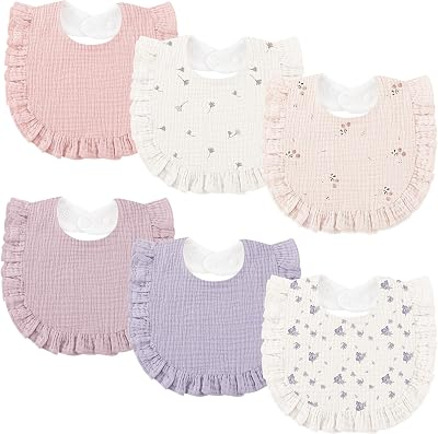 BEARMOSS 6 Pack Muslin Baby Bibs