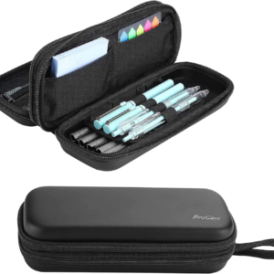 ProCase 2-Layer Hard Pencil Case, Large Capacity Storage Box Pouch, Black