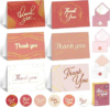 Decorably 24 Pack Foil 6x4in Rose Gold Thank You Cards with Envelopes & Stickers, 6 Elegant Designs for Friends, Loved Ones, Blank Inside – All Occasions, Wedding, Gifting, Mailing