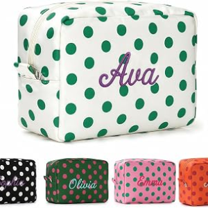 VKPOYNRO Personalized Polka Dot Travel Makeup Bag