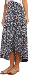 PRETTYGARDEN Womens Ditzy Floral Print Midi Skirt