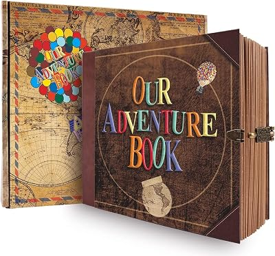 Our Adventure Book Scrapbook Photo Album,DIY Travel Memory Journal & Photo Book for Couples,146-Page Retro Scrapbook for Anniversary, Wedding, Valenti