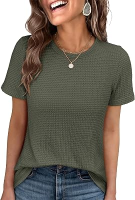 ANRABESS Womens Waffle Knit Tops