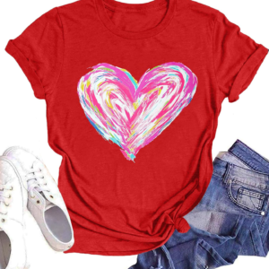 Valentines Shirt for Womens Cute Love Heart T-Shirts Casual Short Sleeve XOXO Graphic Tees Tops