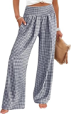 ANRABESS Striped Gingham Palazzo Pants