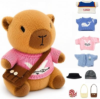 10.2″ Brown Capybara Plush Toy with 9 Clothes and Accessories Super Soft Capybara Stuffed Animal for Kids Girls Boys (Blue Capybara)