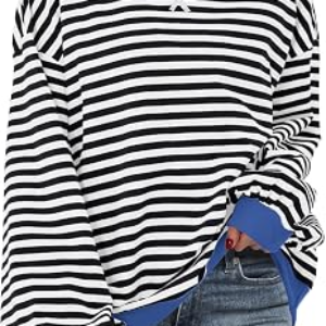 ANRABESS Striped Oversized Sweatshirts